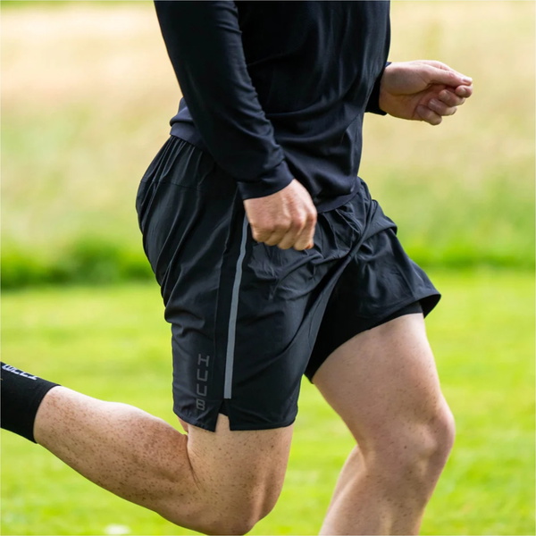 2025 Huub Hommes Short D'entraînement 2 En 1 TSH2 - Black